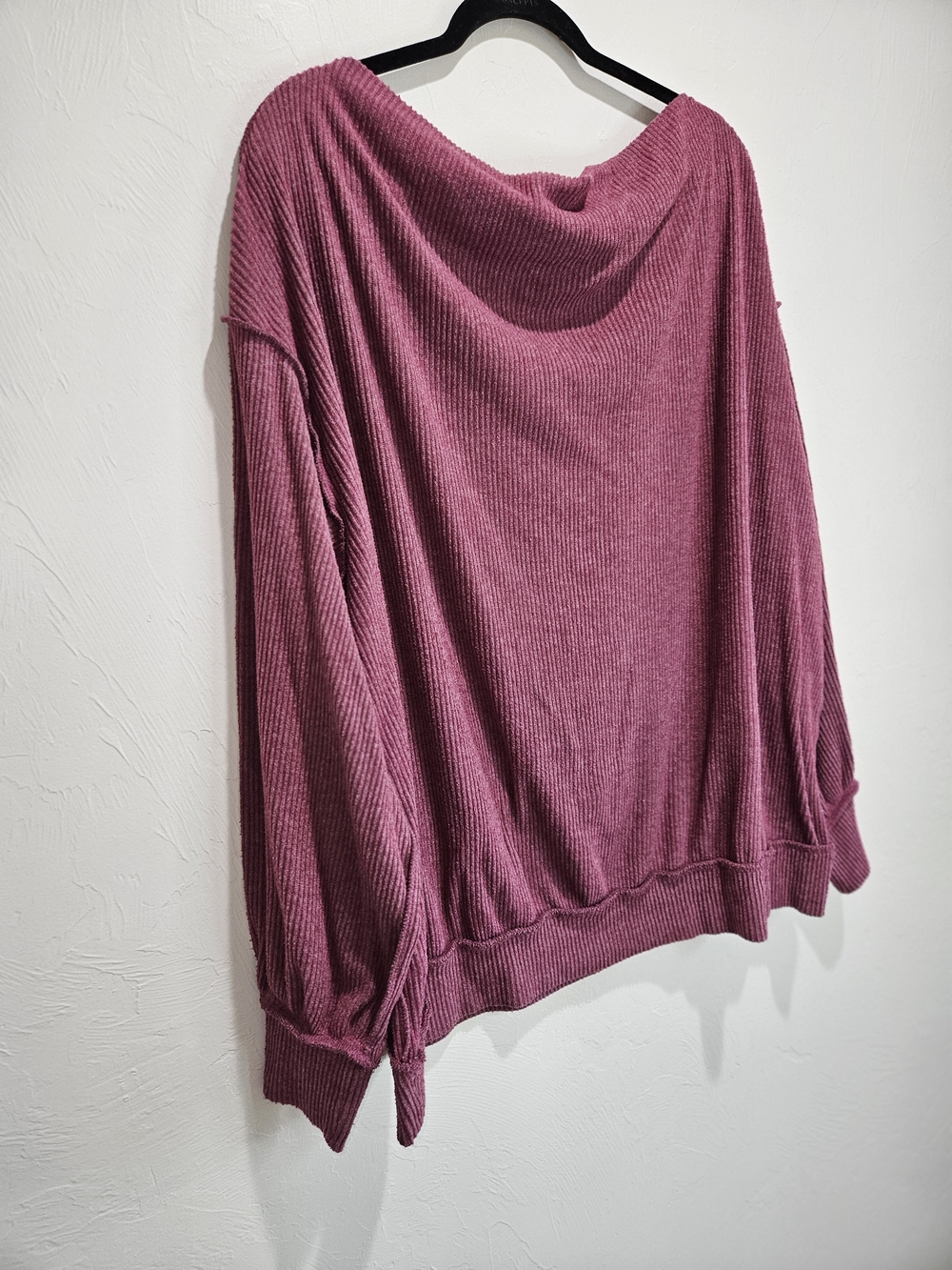 We The Free People Ribbed Off-Shoulder Sweater - Mauve Pink Womens Size Large - Picture 8 of 11